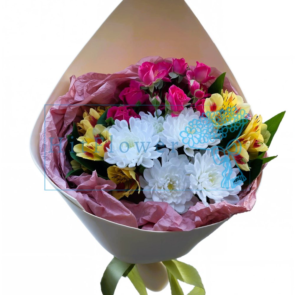 Букет цветов Флорентийское Утро Букет цветов из: Хризантемы, Розы и Альстромерии